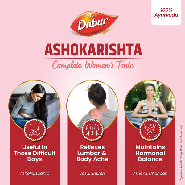 Dabur Ashokarishta 225ml Ayurvedic Syrup Relieves Menstrual Cramps and Period Pain Naturally