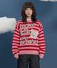 WAIKEI Striped Puppy Graphic Knit Red