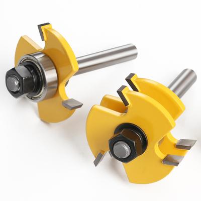 2x Nut- und Federfräser-Set, 1/4-Zoll-Schaft, T-Typ, 3-Zahn-Fräser-Werkzeugsatz