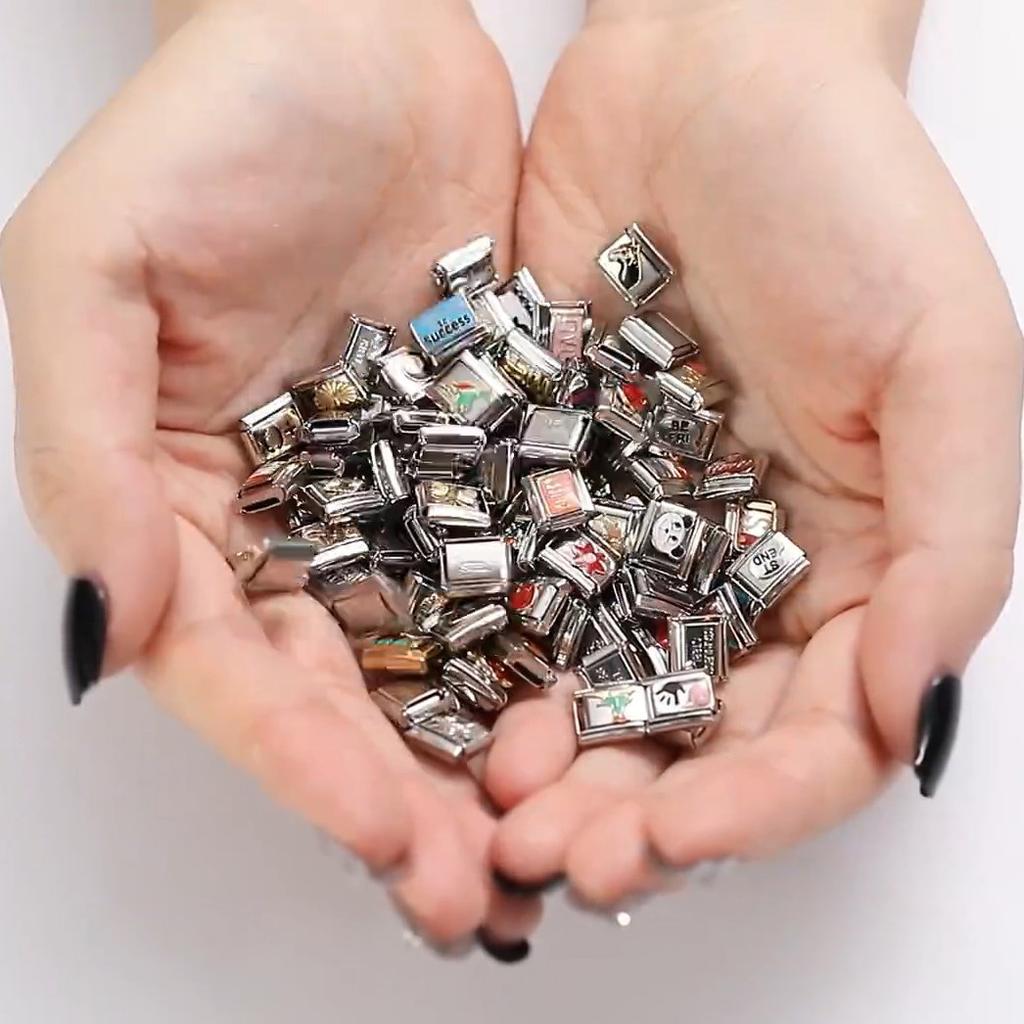 Cartoon Cute Cats Dogs Paw Heart Night Moon Flowers Italian Charm Links Fit 9mm Stainless Steel Bracelet Women DIY Making Gifts