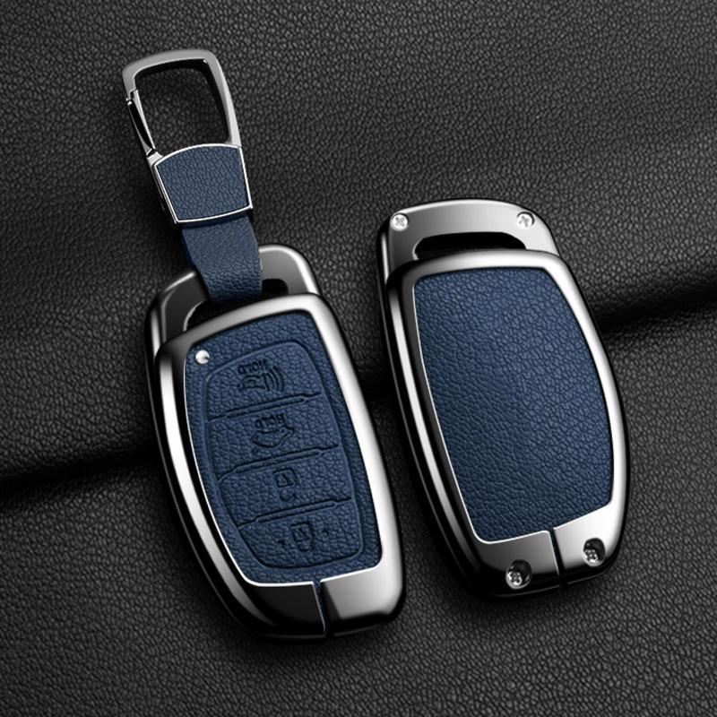 Zinc Alloy Leather Car Key Holder For Hyundai Tucson Elantra Creta Sonata Ix35 Ix45 I40 I30 I20 I10 Ioniq Accent Creata Key Fob