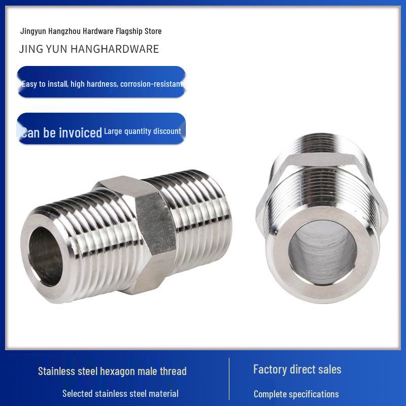 Conector Niplu Reductor Hexagonal de Înaltă Presiune din Oțel Inoxidabil 304 - Filet Dublu Masculin, 2 la 4 Puncte