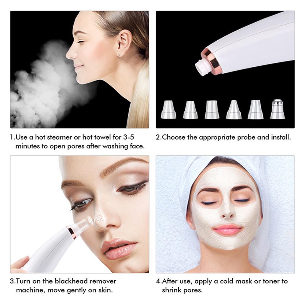 Electric Vacuum Blackhead Remover Facial Pore Cleaner Comedone Spot Acne Pimple Blackhead Extractor USB Rechargeable Face Care