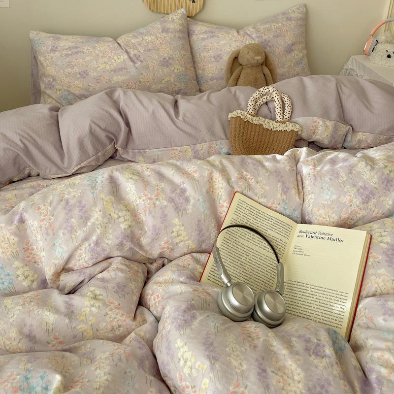 A-Typ Doppelgarn Vierteiliges Heimtextil Bettwäscheset Cartoon Bettlaken Bettbezug Studentenwohnheim Dreiteiliges Bettwäscheset