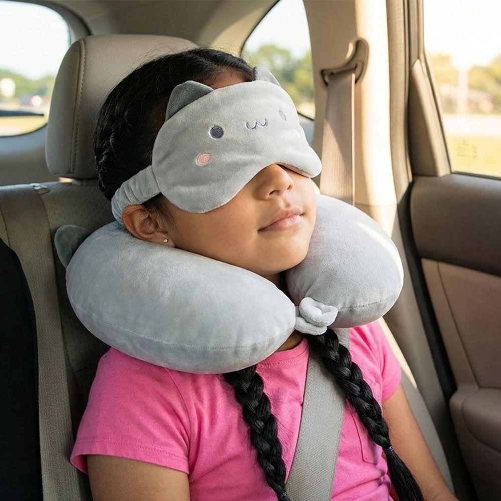Support Travel Neck Cushion Portable Eye Mask Cute Neck Support Pillow  Office Nap