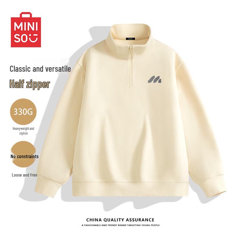 

MINISO Men s 330G Heavyweight Stand Collar Half-Zip Sweatshirt M