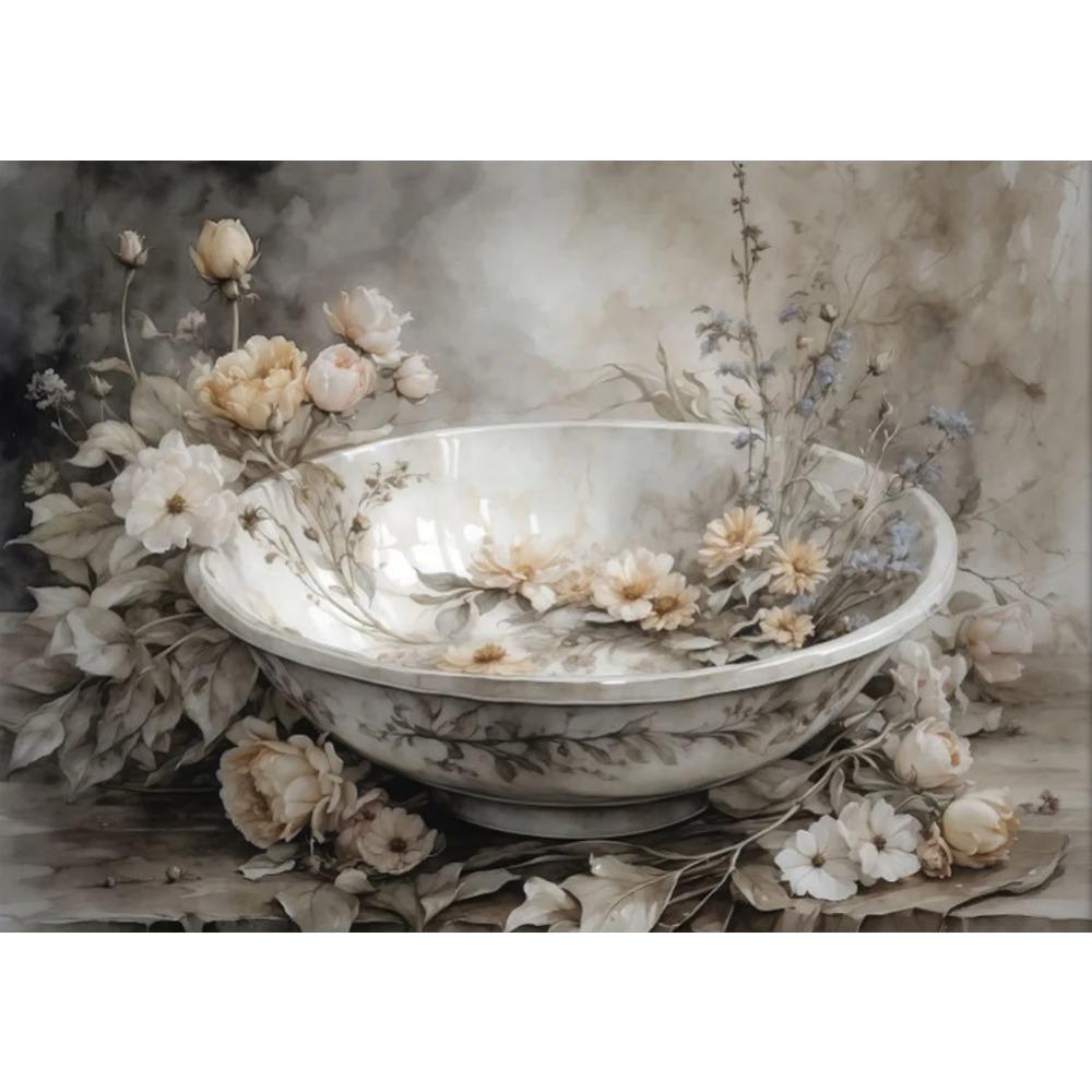 Old Retro Tones Still Life Poster Prints ForHome Decor Victorian Vintage Art Picture Flowers Fruits Canvas Painting Wall Art