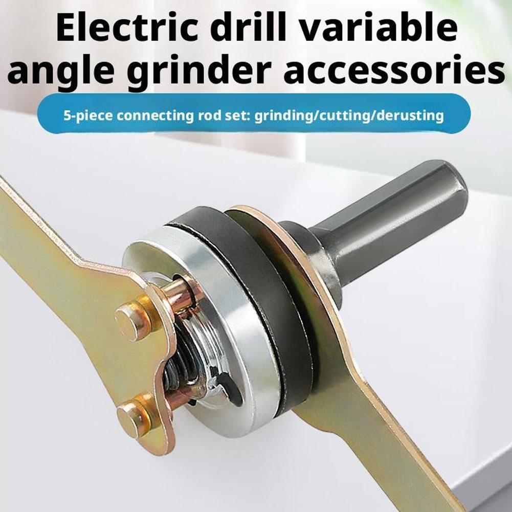 5pcs/set 10mm Electric Drill Conversion Angle Grinder Connecting Rod Cutting Disc Polishing Wheel Metals Handle Holder Adapter