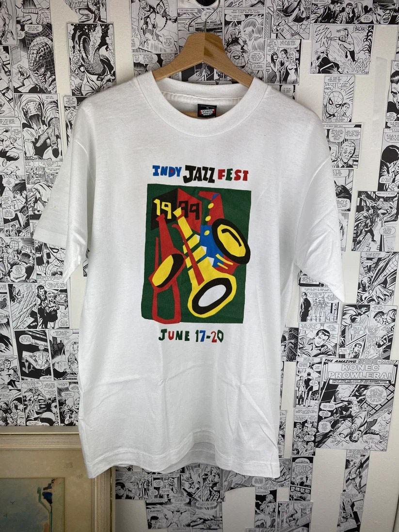 Indy Jazz Fest June 17-20 BB King classic style white t-shirt QT7052 XXXXL