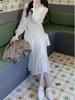 2026 Spring/Autumn Women's French Long Sleeve Tiered Cake Dress - Slimming and Tummy-Concealing A-line Skirt