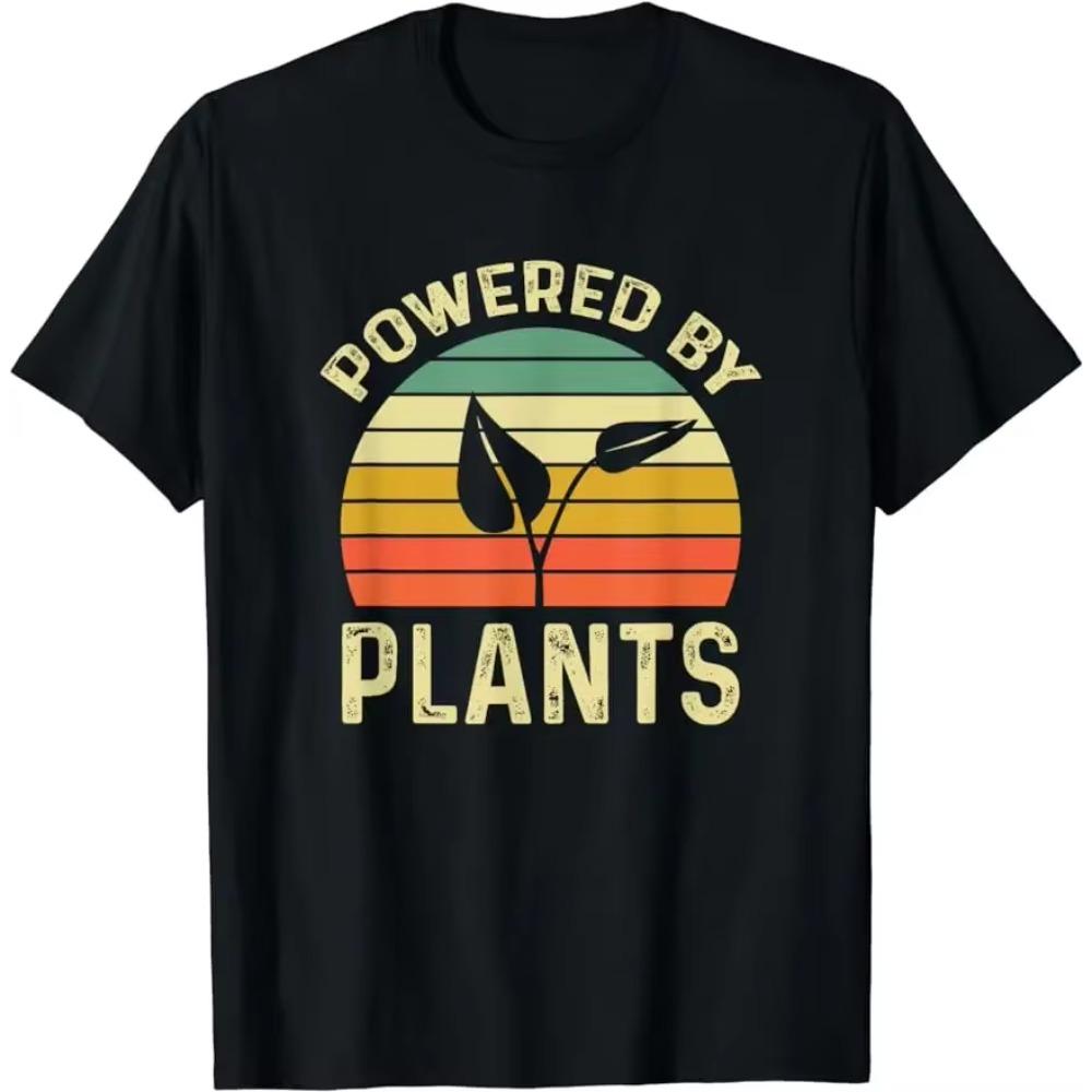 OWERED BY PLANTS: Vegan Style Statement Graphic   Printed Women Men Summer MenT-Shirt