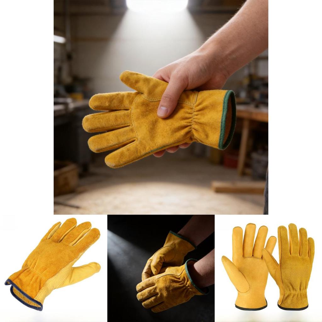 Work Gloves Cowhide Leather Gardening Mechanical Welding Safety For Industrial Use