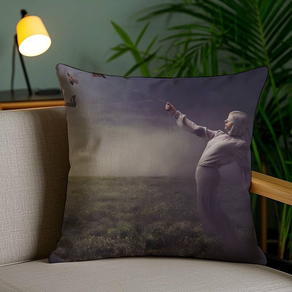 Famous Singer-Aurora-Music Aksnes Pillow Case Anti-dustmite Pillowcase Invisible Zipper Silky Short Plush Sofa Cushion Cover