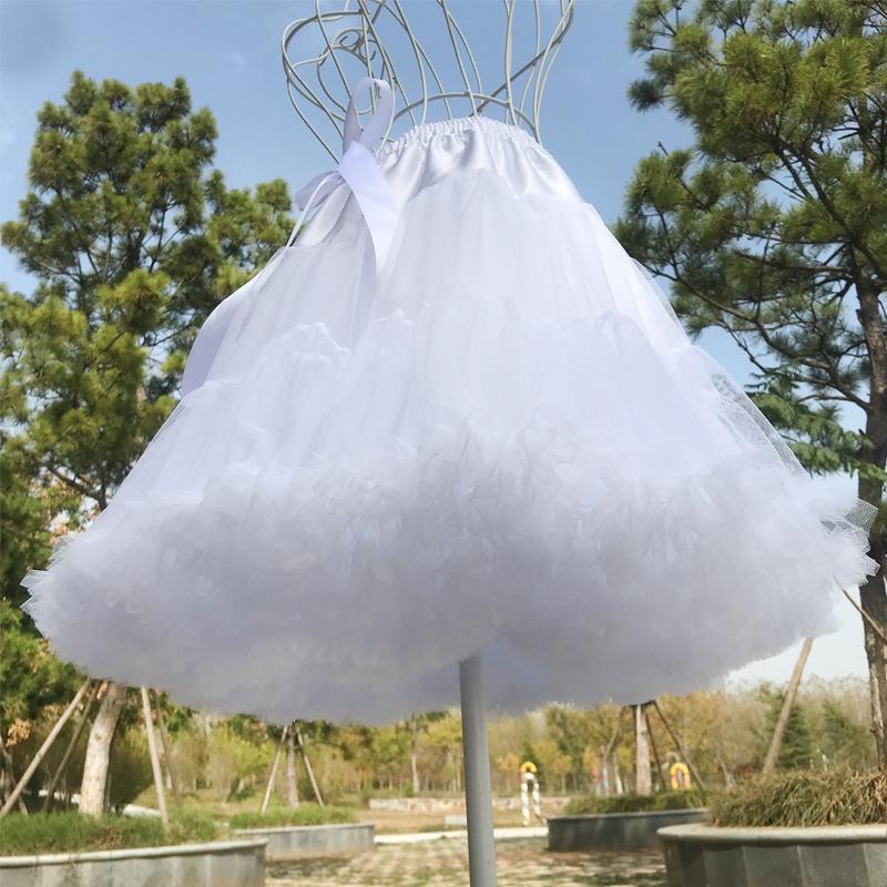 Lolita White Fluffy Gauze Skirt – Super Soft Boneless Petticoat, Half-Length Cotton Cloud Support