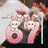Valentine's Day Hanging Ornaments Compatible for Couples - Transparent Acrylic Bunny Decor with 6 or 7-Pendant Drops & Finials - Cute Patterns 