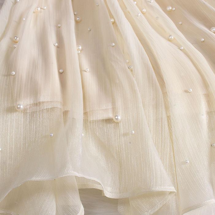 Damska spódnica siateczkowa A-line, jednokolorowa, nieregularna, z koralikami, na wiosnę i jesień, z wysokim stanem, pasująca do wszystkiego