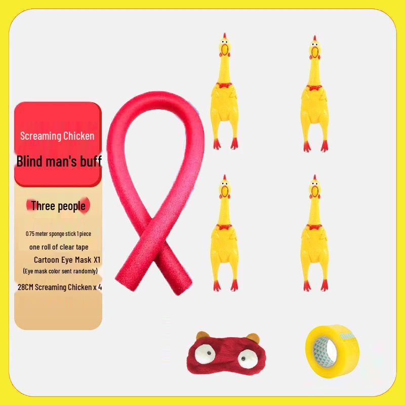 Blindfolded Squeaky Chicken Team Game: Interactive, Fun, Foot-Stomping Toy for Team Building Event Only: 100% Game Expert Highly Recommended