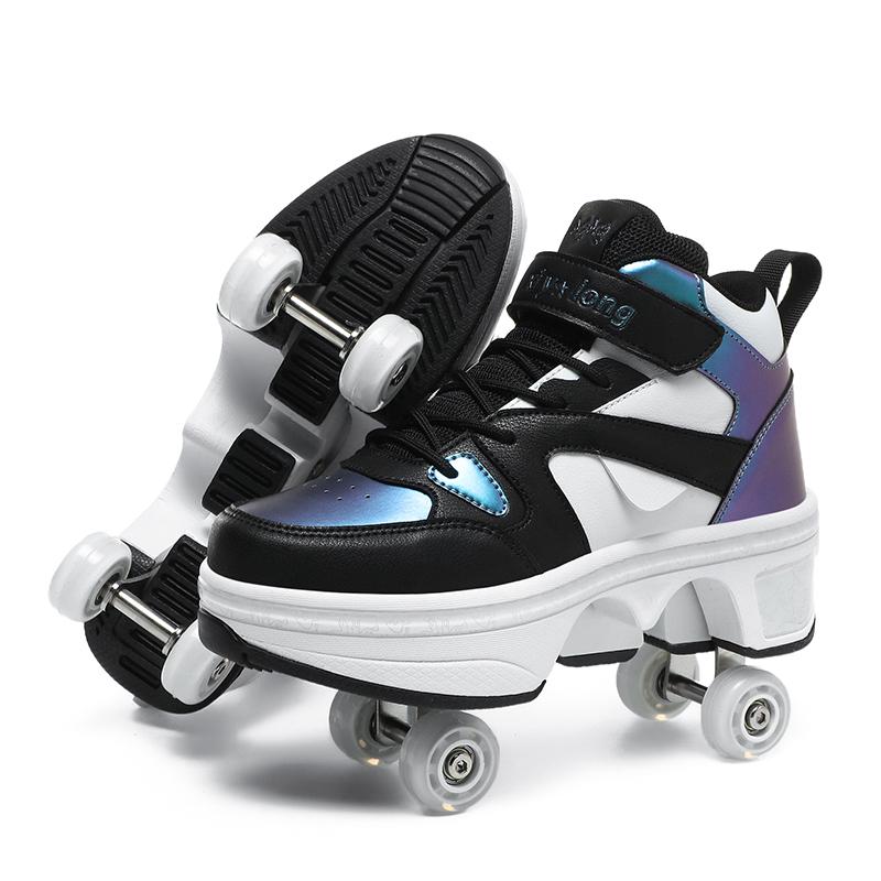 Kids Hidden Four-wheeled Roller Skate Shoes Casual Deformation Parkour Sneakers Skates For Rounds Adult Of Running Sport Shoes