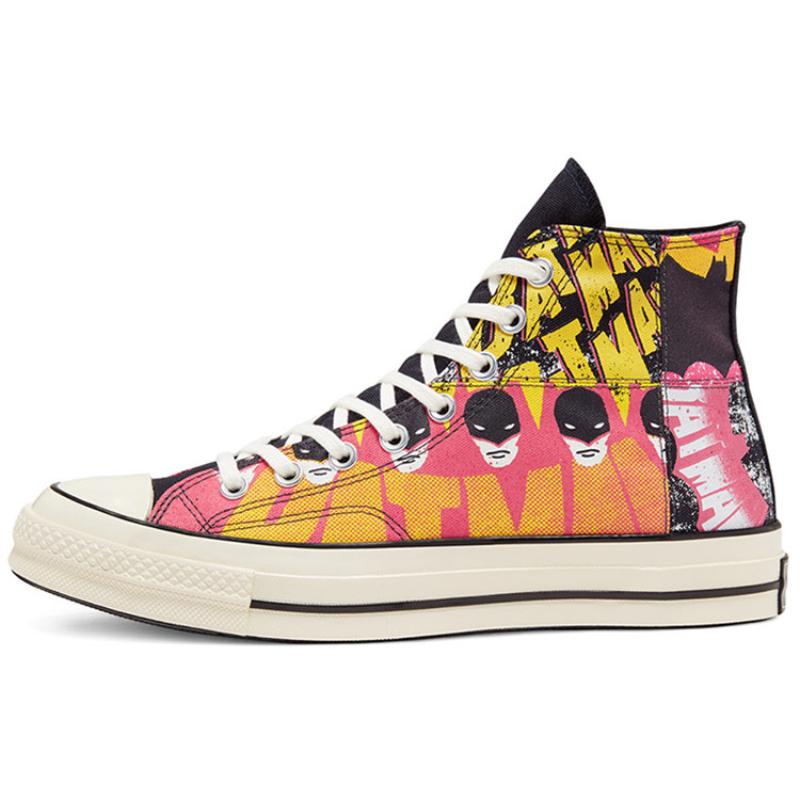 Batman 80th Anniversary X Converse 1970s High Top DC Batman Collaboration Mid-Top Canvas Shoes Unisex Black and Red