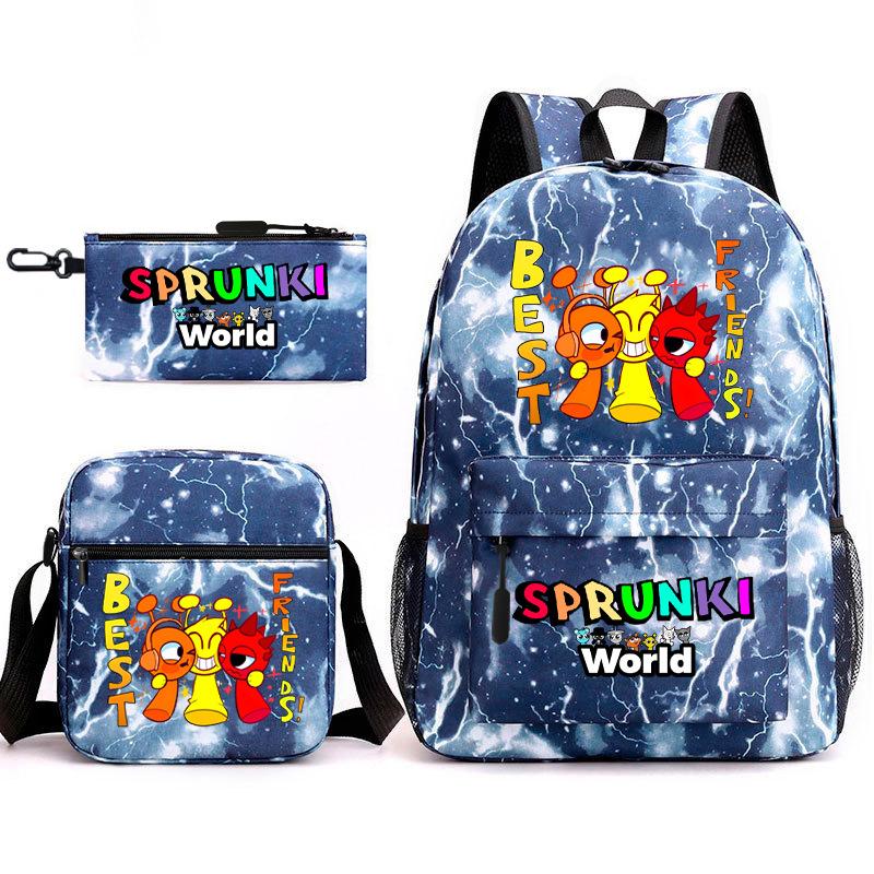 3D New Game Rhythm Box Sprunki School Bag Backpack Elementary and Secondary School Backpack Crossbody Bag Pencil Bag D