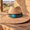 Boho Hat Accessories Ethnic Style Cowboy Band, Durable PU Leather Embroidered Embroidery Strap Strap, Adjustable Decorative Belt for Wide Brim
