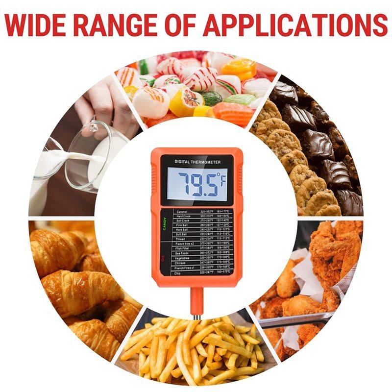 T21C TP510 Waterproof Digital Candy Thermometer, 8.1" Long Probe, For Food, Cooking, Meat, With Pot Clip
