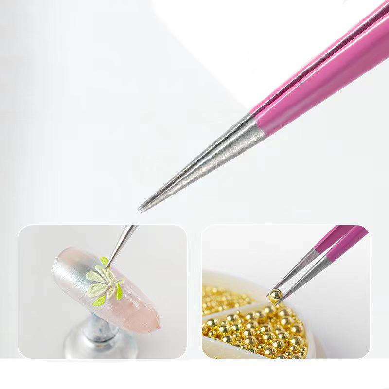 Doppelseitige Silikon-Nailart-Pinzette mit Presskopf Nagelsticker Strasssteine Aufnahmewerkzeug Wimpernverlängerung Make-up-Werkzeuge
