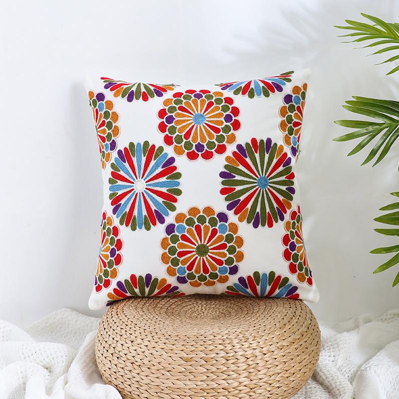 Ins Floral Embroidery Pillow Case Living Room Sofa Decoration Flower Bedroom Bedside Pillow