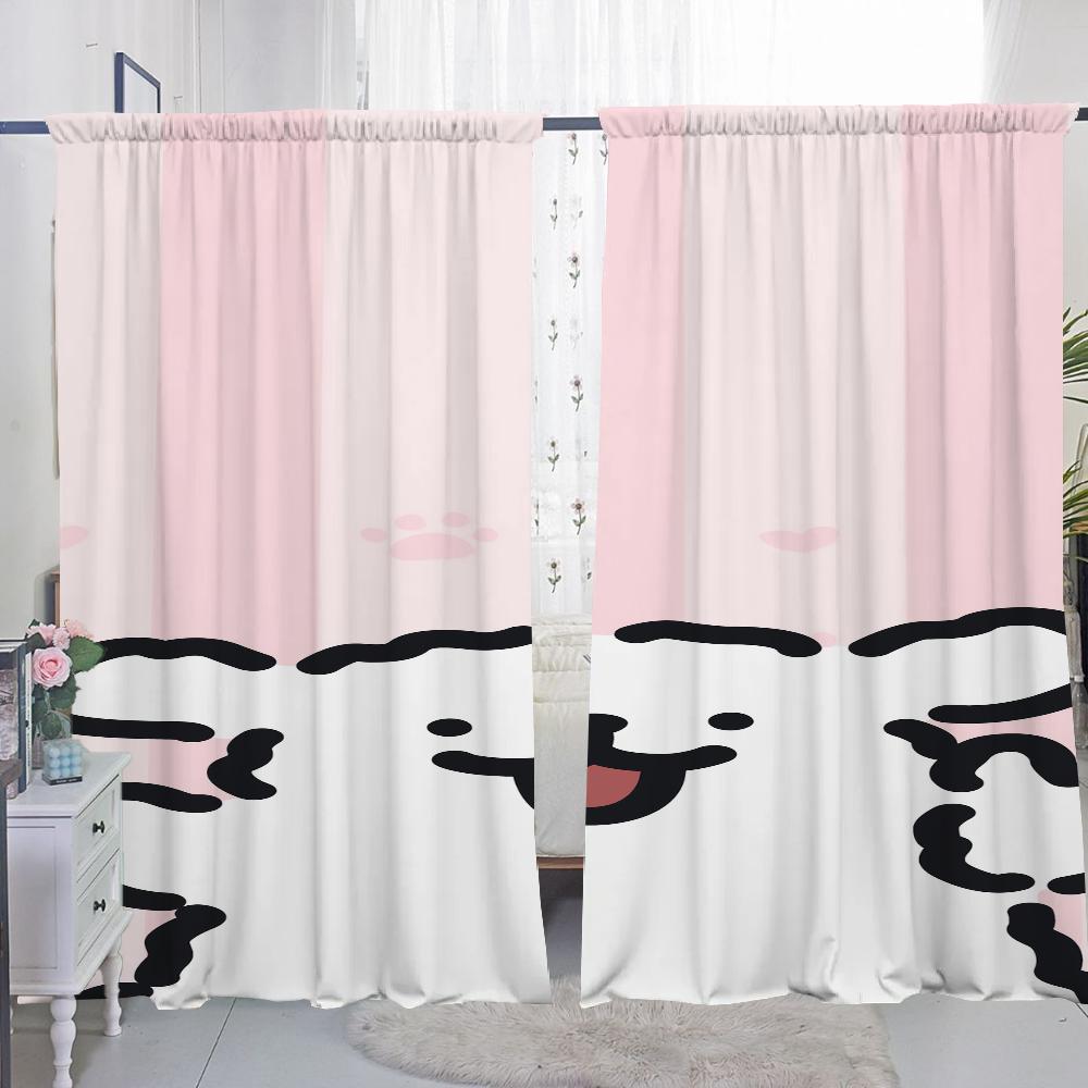 Home Interior Kitchen Curtains for Living Room 2 Pieces Blackout Curtains Door Curtain Maltese Dog Partition Bedroom Decoration