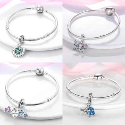 Pink Butterfly Luminous Firefly Dangle New Copper Charms Bead Fit Bangle Bracelet Necklace Diy Jewelry Women Gift