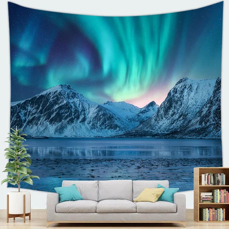 Starry Night Aurora Sky Digitalprinted Polyester Tapestries Living Rooms Bedrooms Macrame Wall Hanging Room Decor Aesthetic