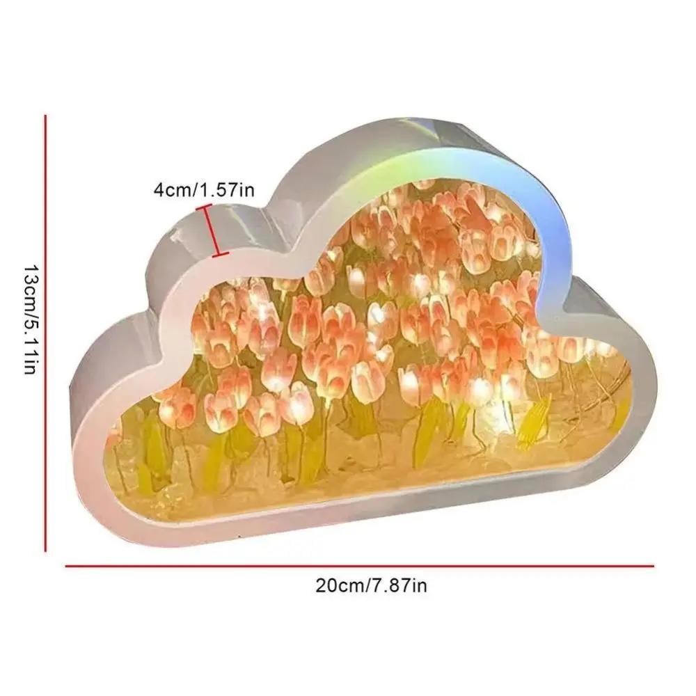 DIY Wolke Tulpe LED Nachtlicht Spiegel Tischlampen Schlafzimmer Ornamente Dekoration Spiegel Tischlampen Nachttisch Handgemachtes Geschenk