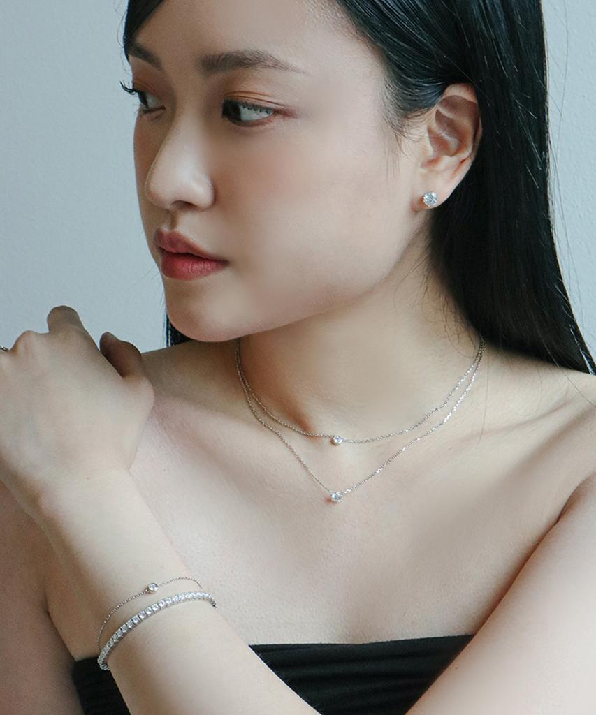 Smgt Silver925 Bezel Cubic Chain Bracelet