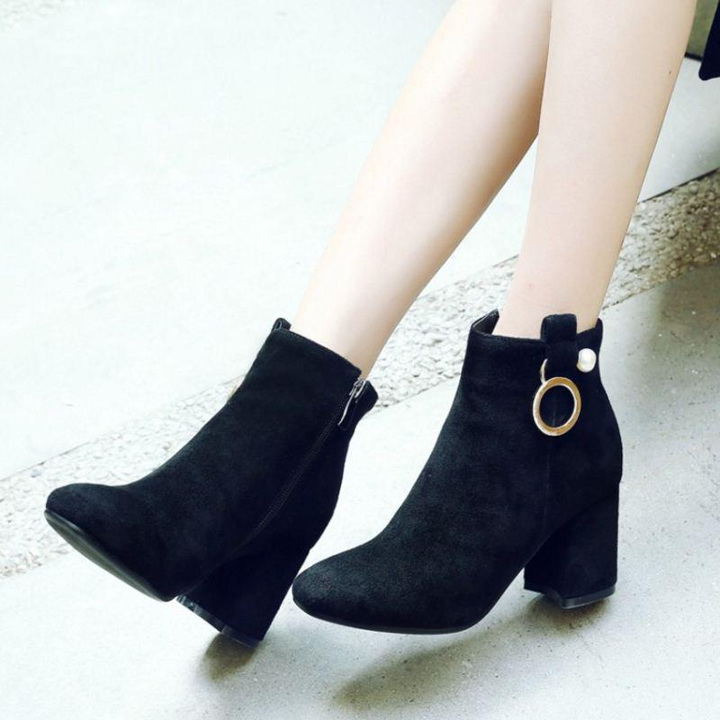 Office Lady Winter Boots Thick Heel 