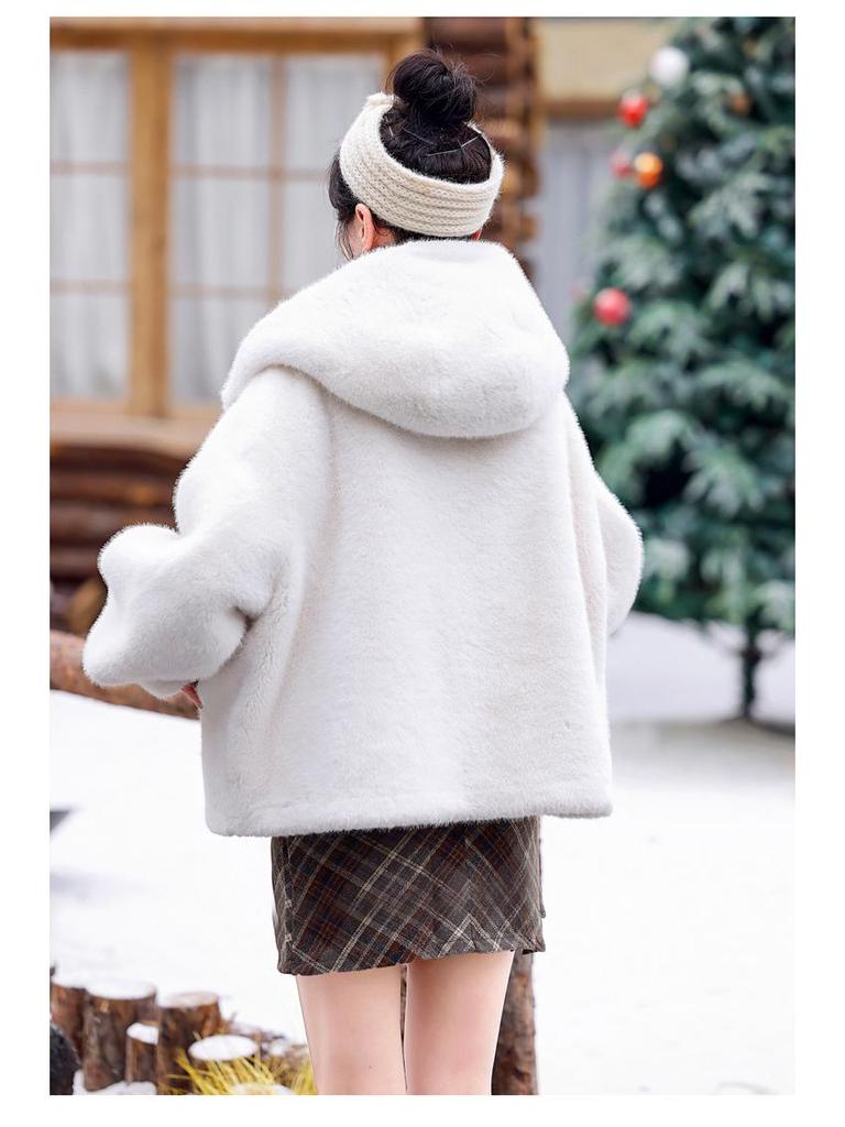 Stylish Hooded Faux Mink Coat - Women's Autumn/Winter Fashion