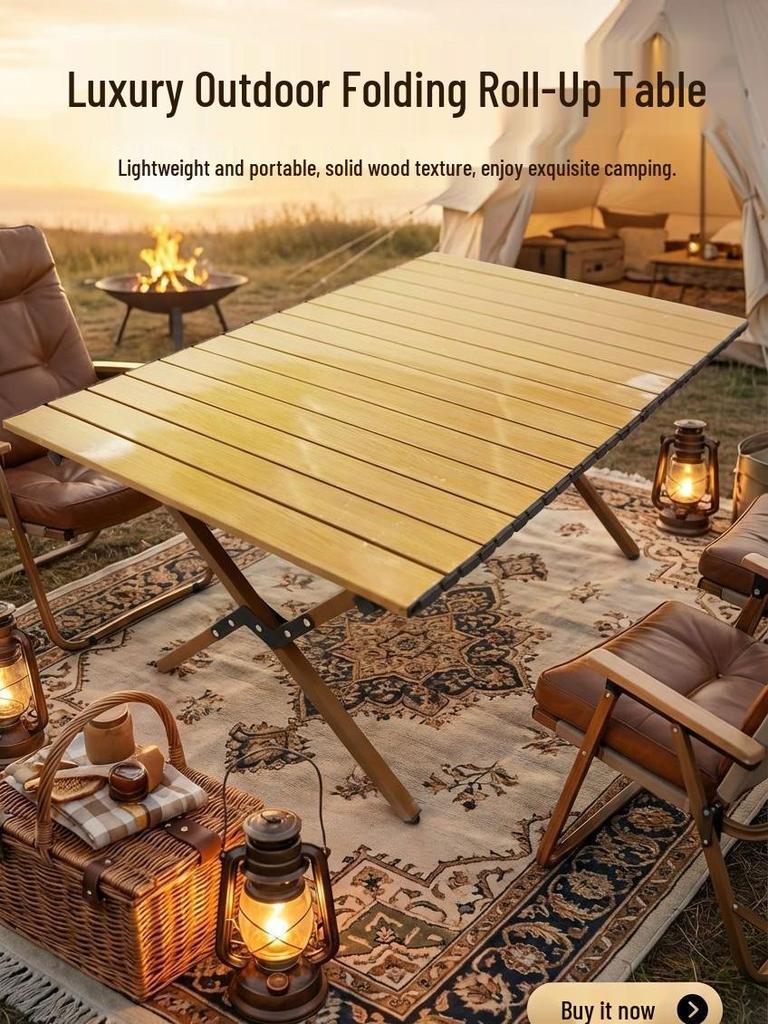 Portable Folding Aluminum Camping Table with Storage Bag and Chairs