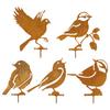 5 Stück Rostige Metallvogel-Gartenzaun-Deko-Statuen Vogel Eisenkunst-Handwerk Hofgarten-Rasenpfahl-Silhouetten-Dekorationen