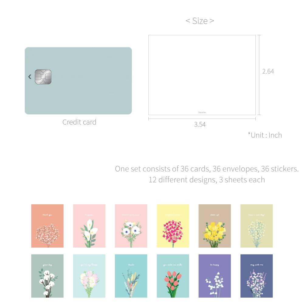 Monolike mini Flower for you Mini cards 36 36 stickers Day-by-day card, ver.2 - envelopes,