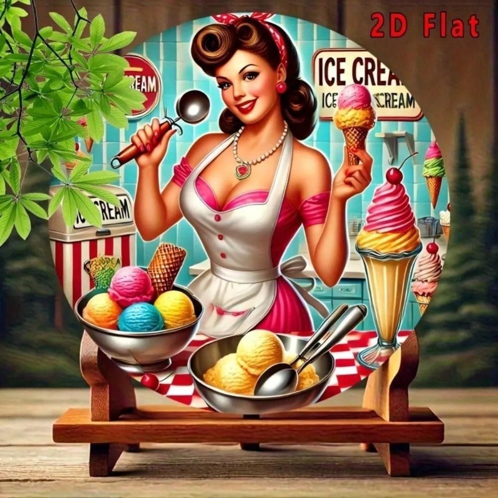 Iron Wall Art Decor Vintage Painting Handmade Metal Tin Sign 20x20cm