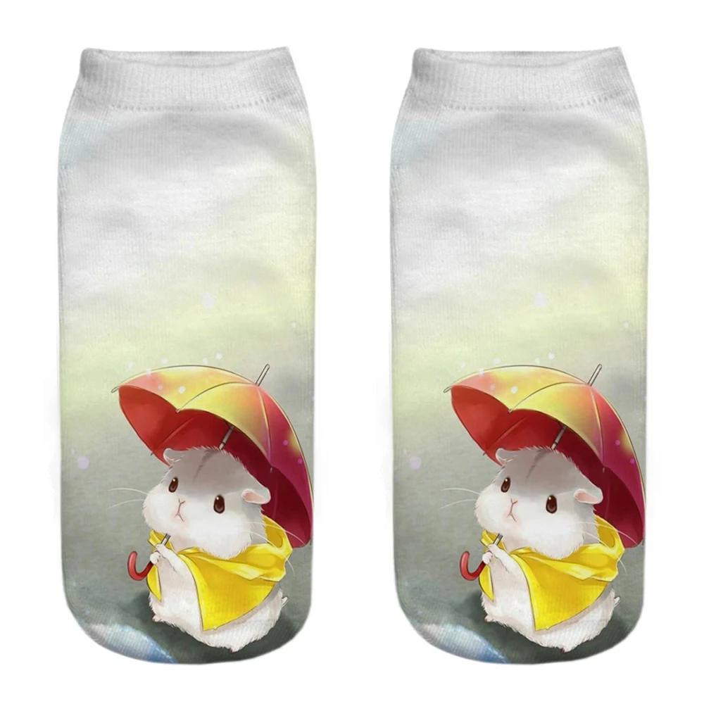 Funny and Cute Animal Fitness Socks, 3D Printed Mouse Totoro for Women