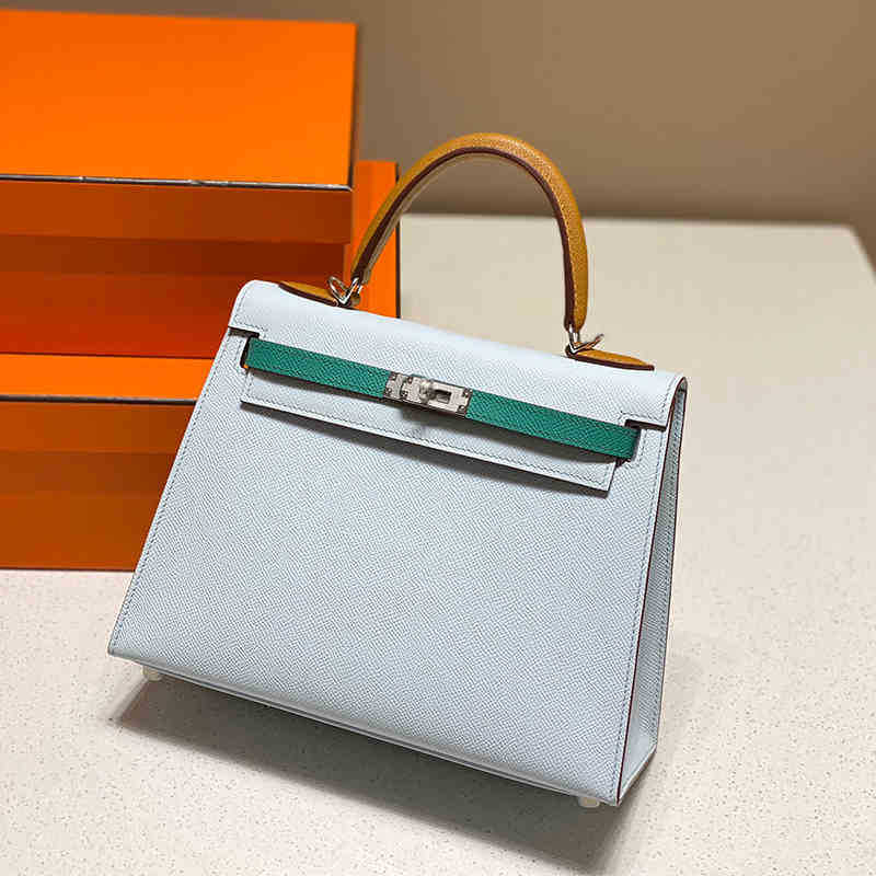 Haute Couture Palm Pattern KL Bag 25cm Second Generation Contrasting Color Half-hand Leather Shoulder Crossbody Bag Women's Mini