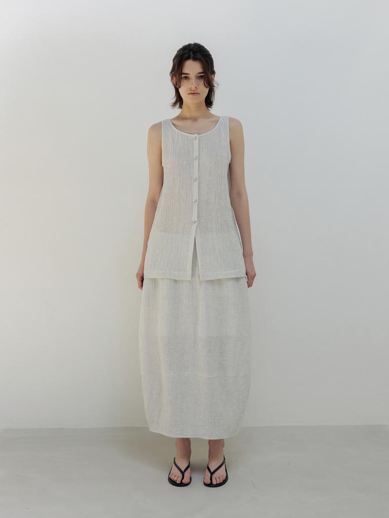 Moia Wrinkle Barrel Skirt (White)