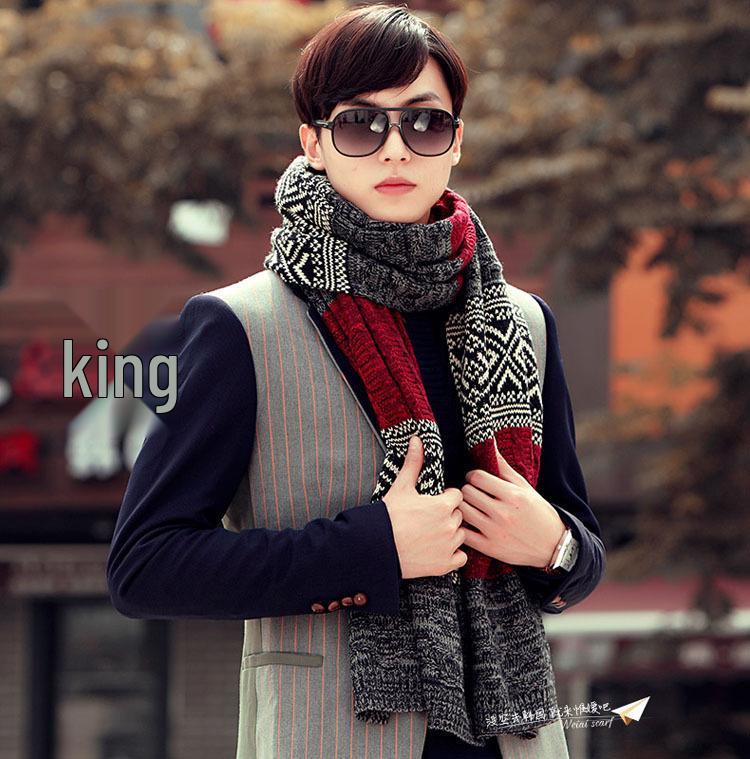 Autumn & Winter Mixed Color Cable Knit Scarf - Fashionable, Versatile Mid-Length Neck Warmer for Men & Students