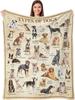 Dog Breeds Chart Throw Blanket Educational Guide Types Of Dogs Unique Gift Home Bedroom Living Decor