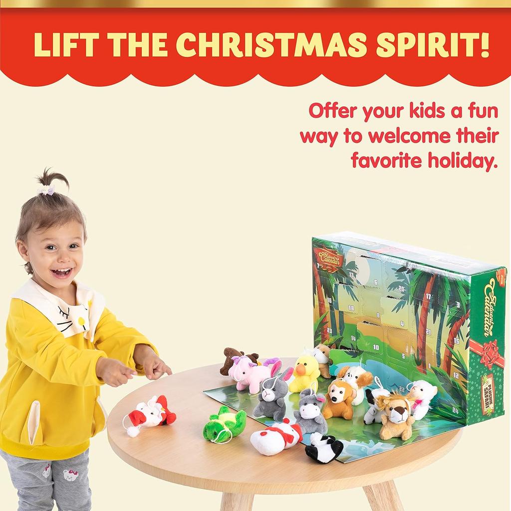 JOYFY  Christmas Advent Calendar 24 Days Countdown Advent Calendar with 24 Stuffed Animals for Xmas Gift Classroom Prizes