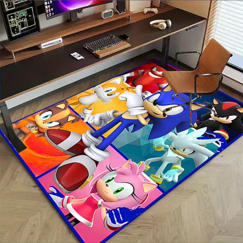 Sonic Hedgehog Characters Carpet For Playroom Bedroom Living Room Sofa Home Decorkids Game Area Rug Nonslip Floor Mat