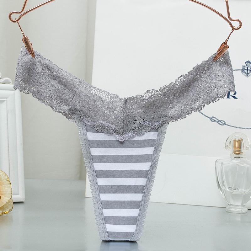 Cotton Underwear Sexy Lace Briefs Women's Thong Plus Stripe Leopard Print Breathable Comfortable Lingerie