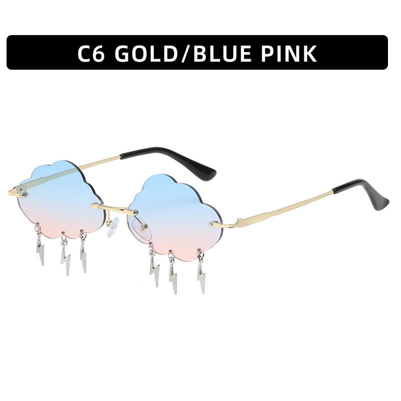 European and American new frameless cloud lightning sunglasses, party and dance funny sunglasses, women's trendy sunglasses