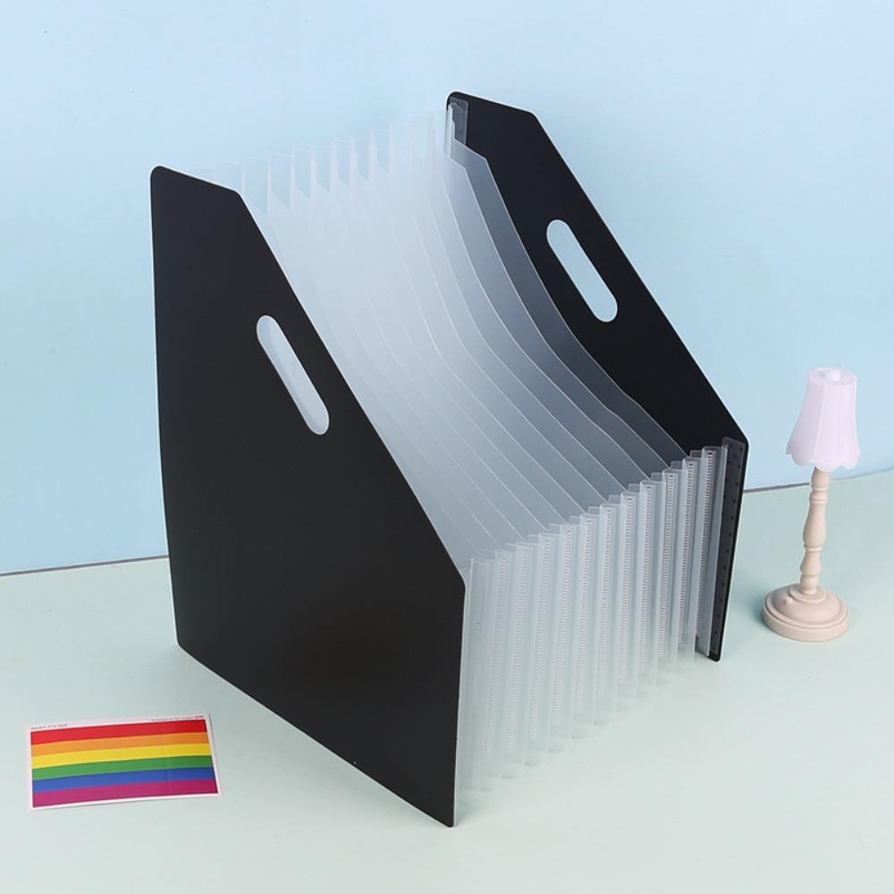 

Stand Up 13 Pockets File Folder Folder Rainbow Color Document Holder Test Paper Pink-Transparent
