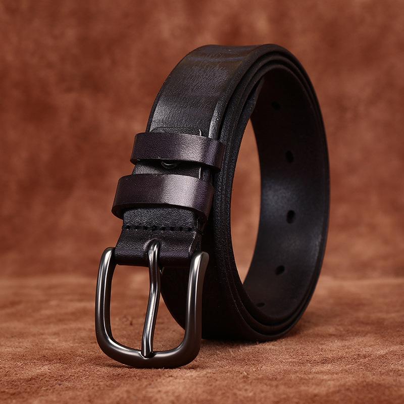 Women's Leather Belt Fashionable Retro Emboss Leather Belt Women's First Layer Cowhide Casual Pin Buckle Jeans Belt Women's